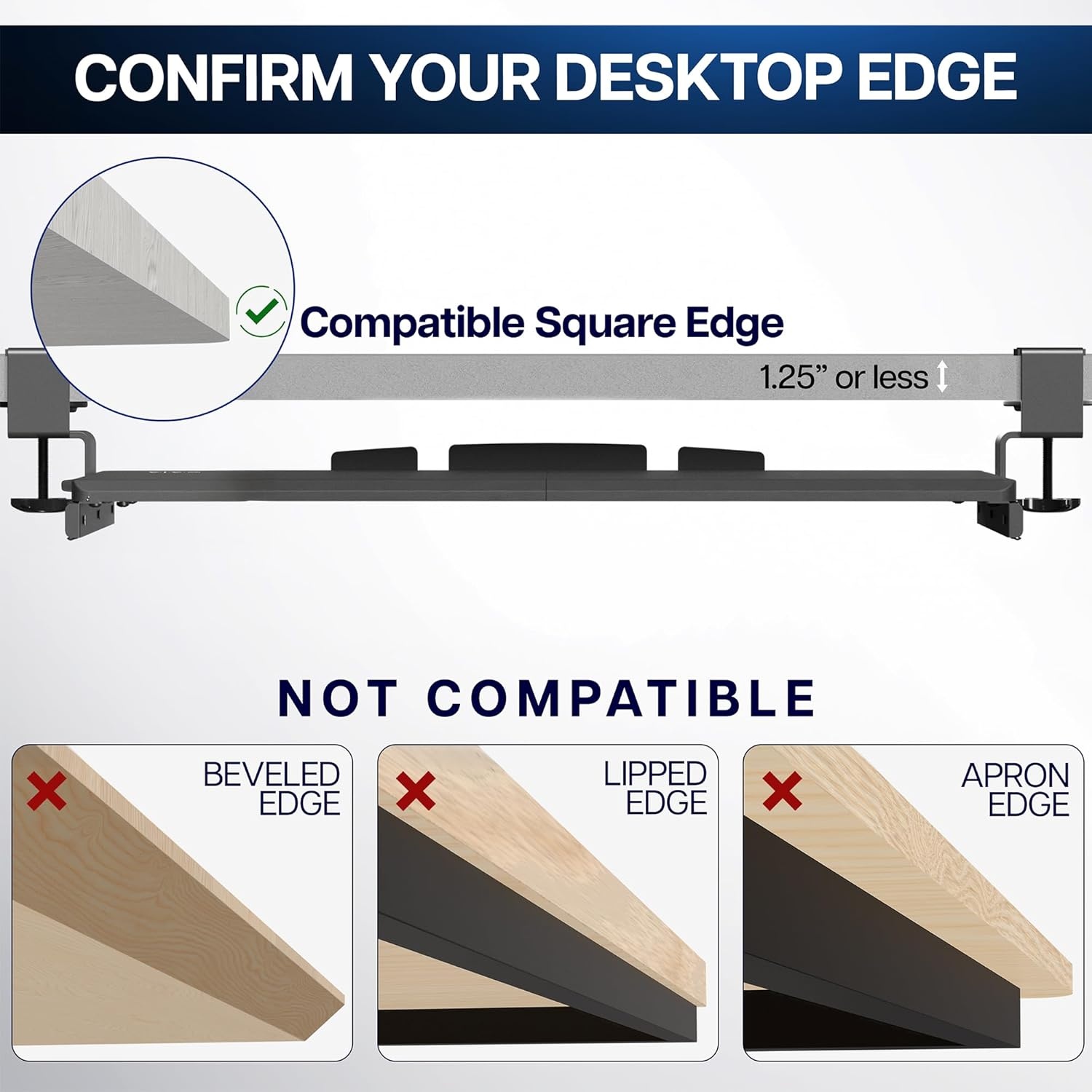 image:imageVIVO Large Keyboard Tray Under Desk Pull Out with Extra Sturdy C Clamp Mount System 27 33 Including Clamps x 11 Inch SlideOut Platform Computer Drawer for Typing Black MOUNTKB05EVintage Brown