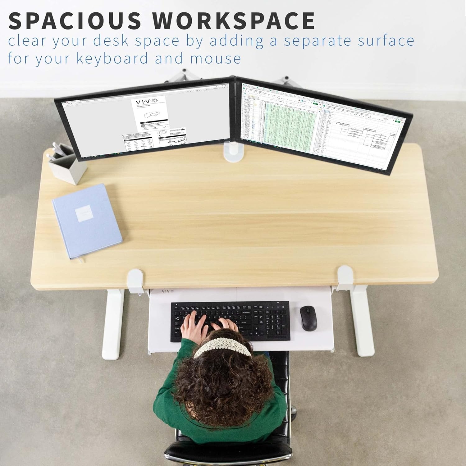 image:imageVIVO Large Keyboard Tray Under Desk Pull Out with Extra Sturdy C Clamp Mount System 27 33 Including Clamps x 11 Inch SlideOut Platform Computer Drawer for Typing Black MOUNTKB05EWhite