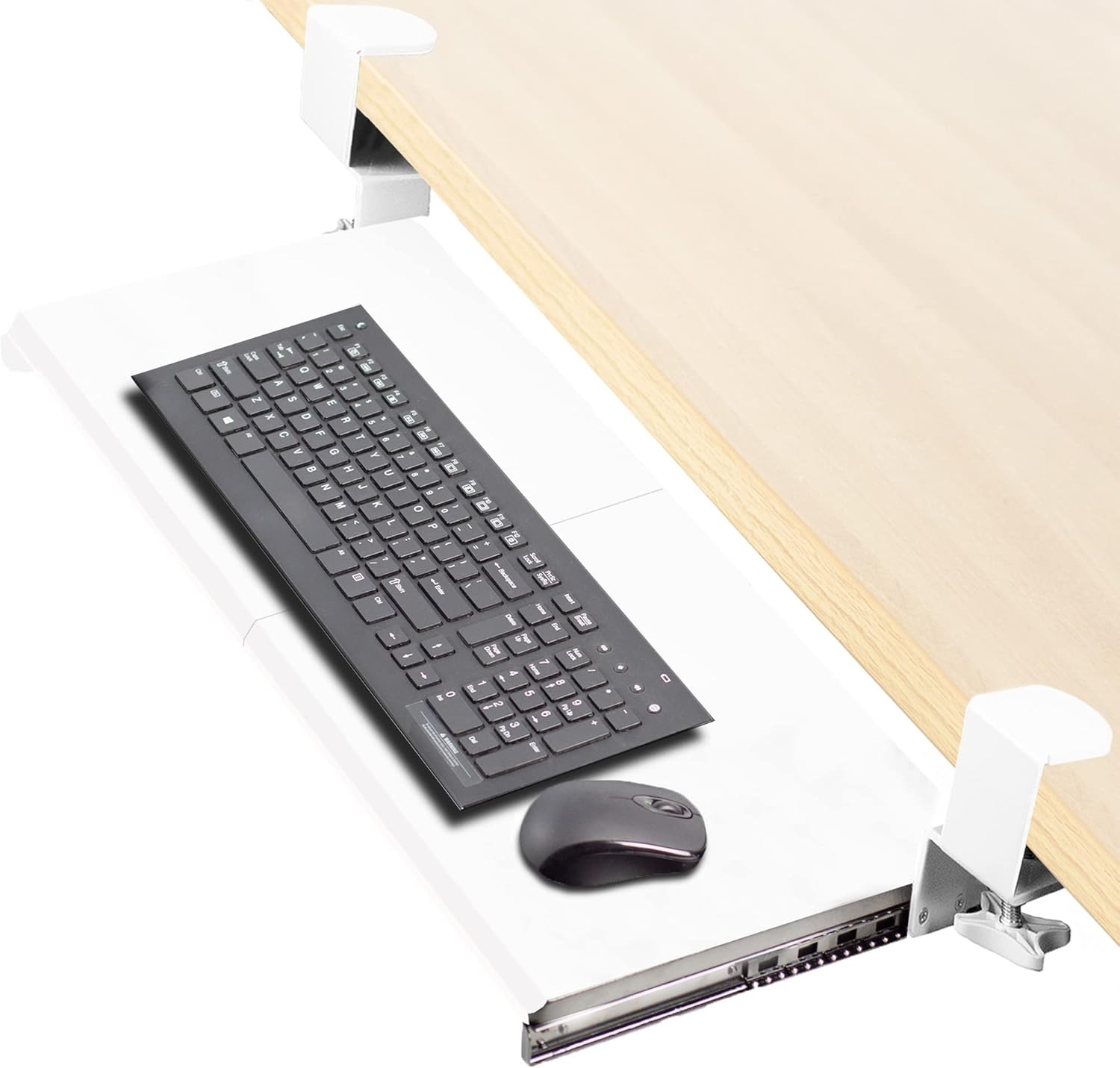 image:imageVIVO Large Keyboard Tray Under Desk Pull Out with Extra Sturdy C Clamp Mount System 27 33 Including Clamps x 11 Inch SlideOut Platform Computer Drawer for Typing Black MOUNTKB05EWhite