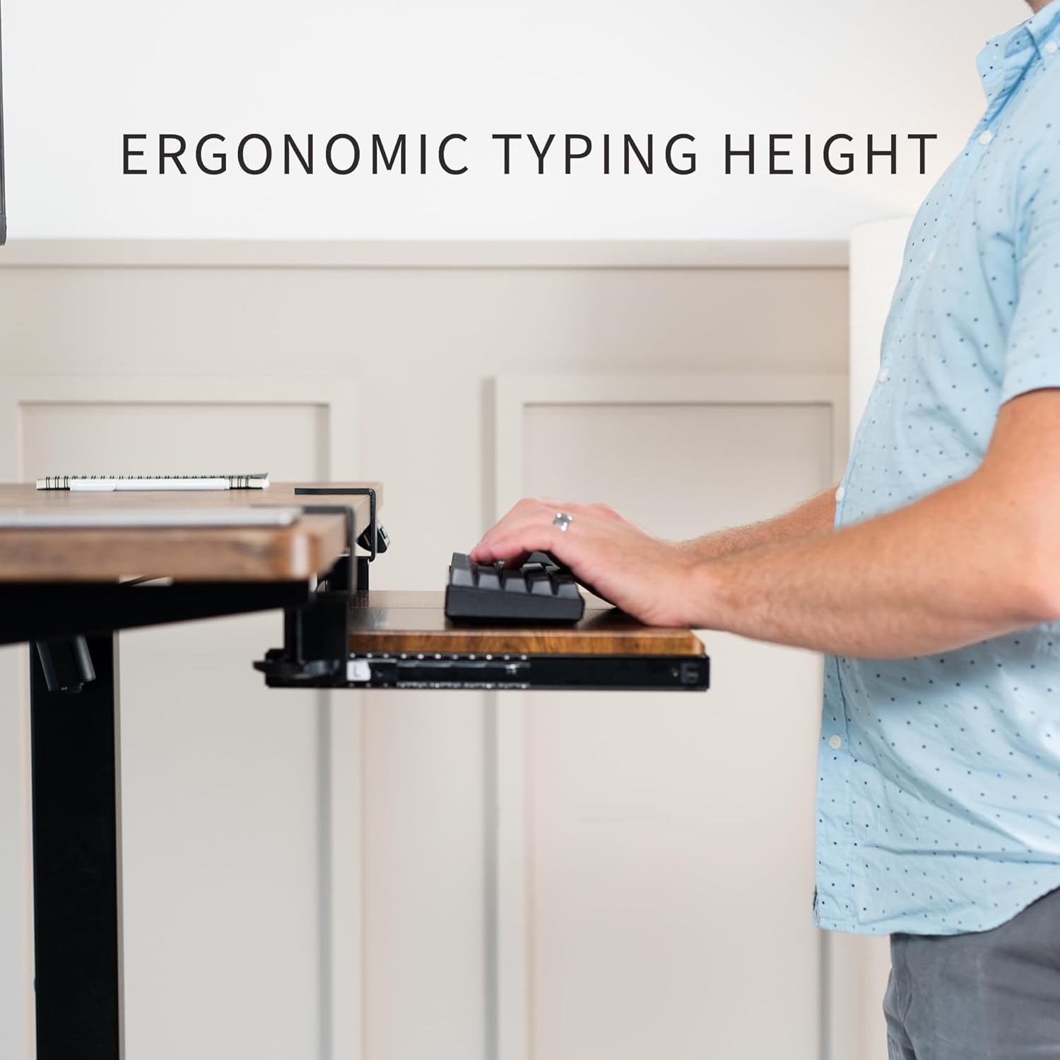 image:imageVIVO Large Keyboard Tray Under Desk Pull Out with Extra Sturdy C Clamp Mount System 27 33 Including Clamps x 11 Inch SlideOut Platform Computer Drawer for Typing Black MOUNTKB05EVintage Brown