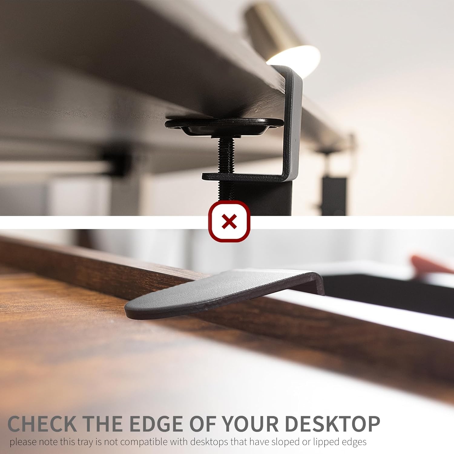 image:imageVIVO Large Pull Out Keyboard Tray for Corner Desk 27 33 Including Clamps x 11 inch SlideOut Platform Computer Drawer 90Degree Swivel CClamps for LShaped Workstation Black MOUNTKB10C