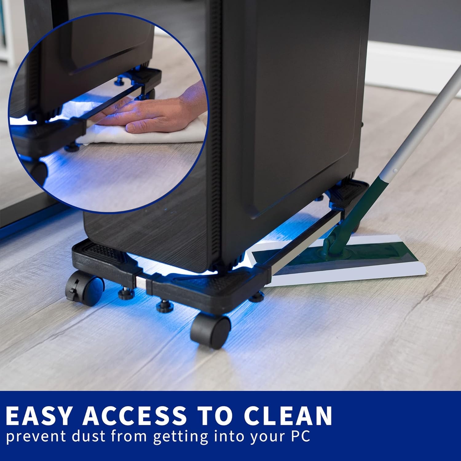 image:imageVIVO Large Steel PC Cart Rolling CPU Trolley Adjustable Mobile Computer Stand Holder with Locking Caster Wheels Fits Most Gaming PCs up to 22 x 14 inches Under Desk Black CARTPC03L