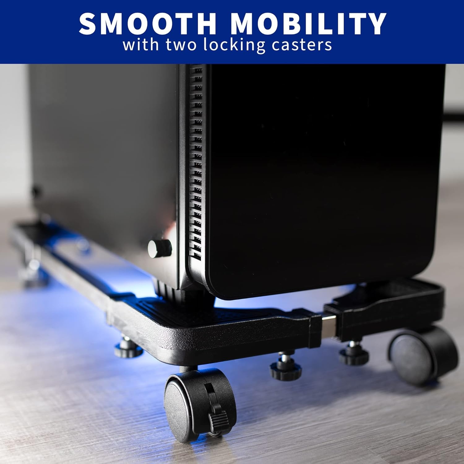 image:imageVIVO Large Steel PC Cart Rolling CPU Trolley Adjustable Mobile Computer Stand Holder with Locking Caster Wheels Fits Most Gaming PCs up to 22 x 14 inches Under Desk Black CARTPC03L