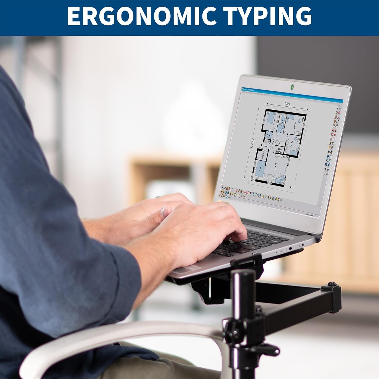 image:imageVIVO Office Chair Mounted 12 x 9 Inch Laptop Tray Ergonomic Tilt Full Motion 360 Degree Rotation Black MOUNTKB08CL