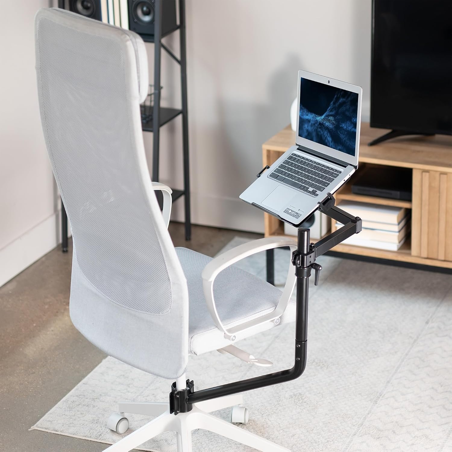 image:imageVIVO Office Chair Mounted 12 x 9 Inch Laptop Tray Ergonomic Tilt Full Motion 360 Degree Rotation Black MOUNTKB08CL