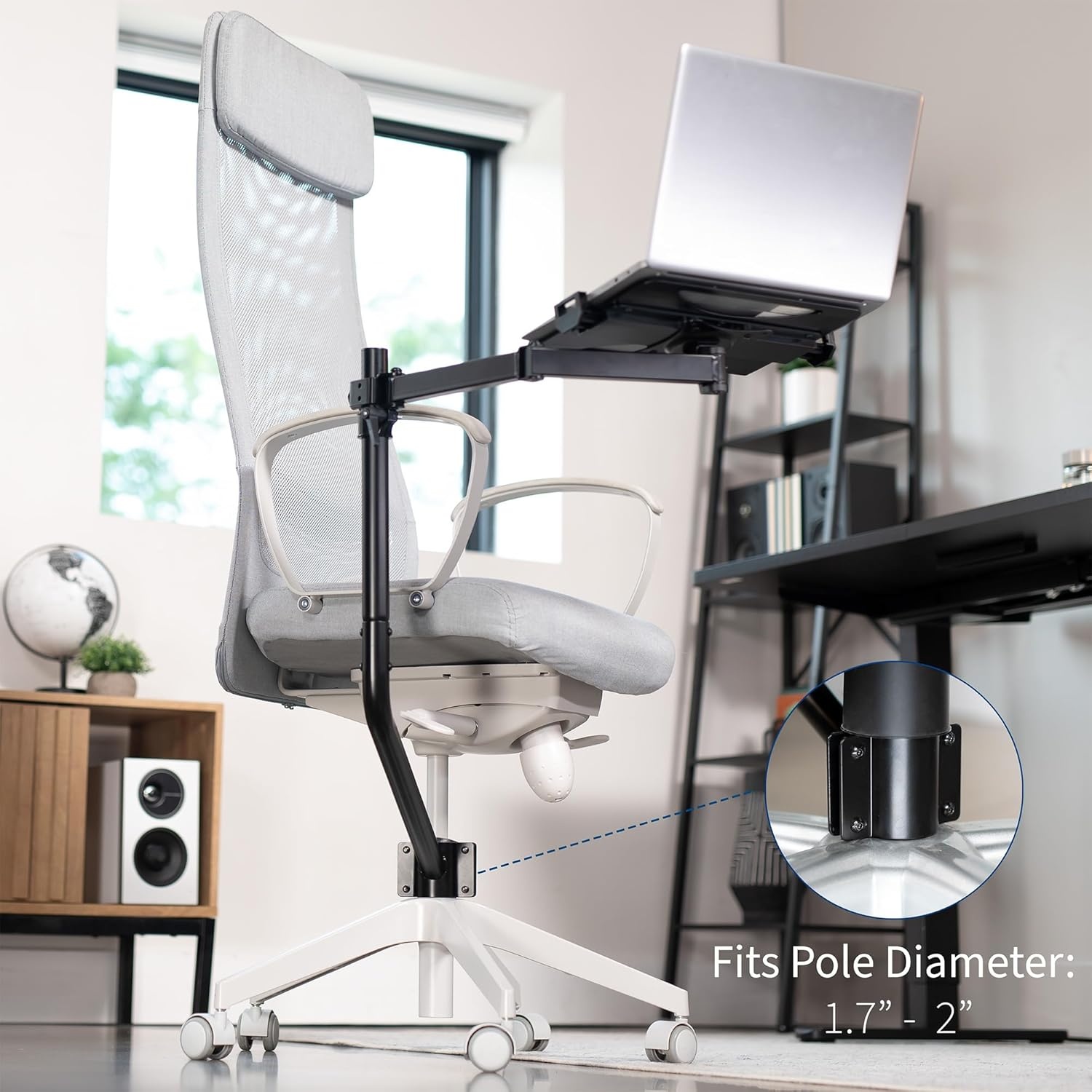 image:imageVIVO Office Chair Mounted 12 x 9 Inch Laptop Tray Ergonomic Tilt Full Motion 360 Degree Rotation Black MOUNTKB08CL