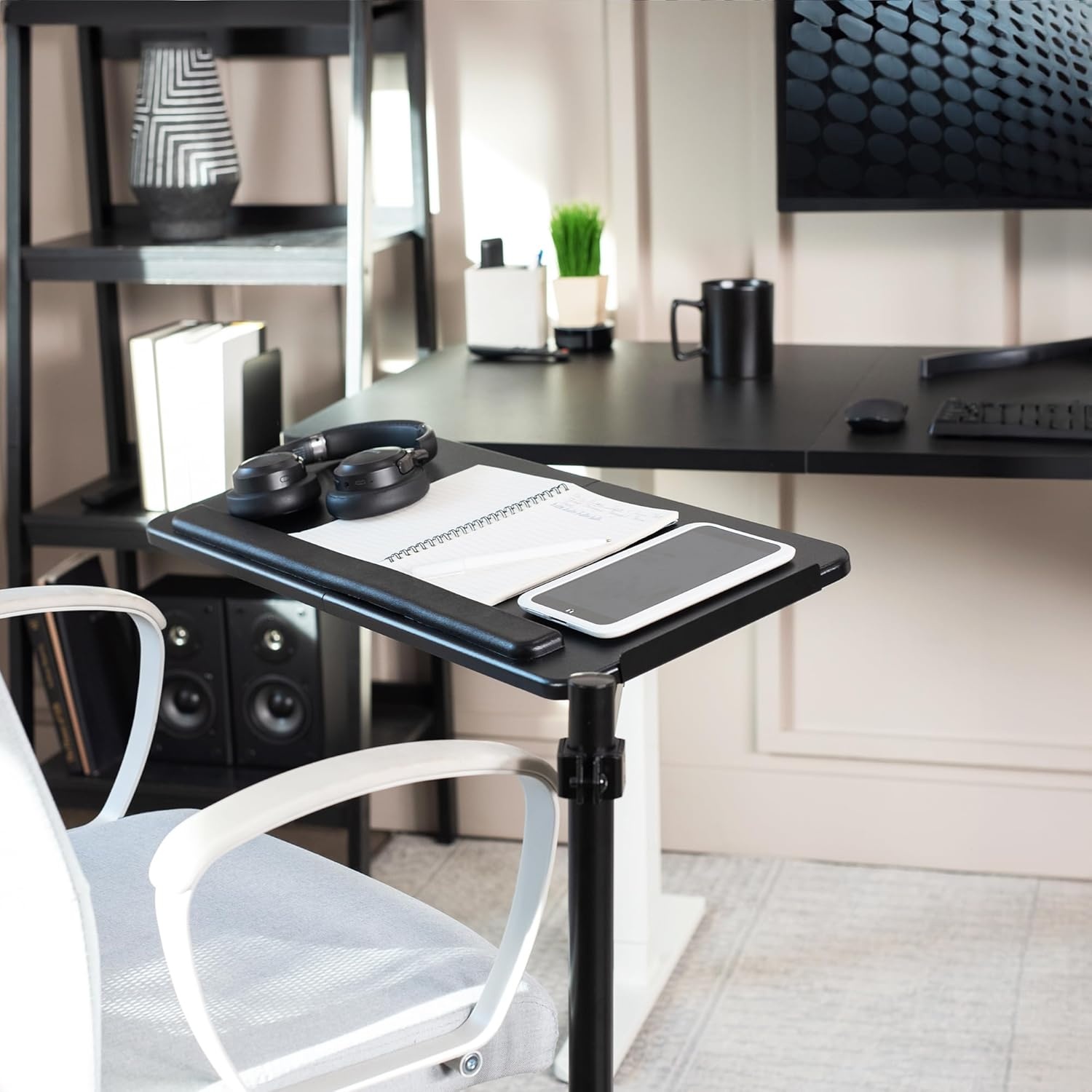 image:imageVIVO Office Chair Mounted 26 x 12 Inch Keyboard and Mouse Tray Ergonomic Tilt Full Motion 360 Degree Rotation Black MOUNTKB08C