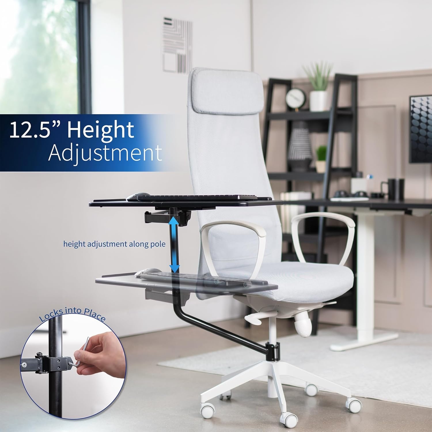 image:imageVIVO Office Chair Mounted 26 x 12 Inch Keyboard and Mouse Tray Ergonomic Tilt Full Motion 360 Degree Rotation Black MOUNTKB08C