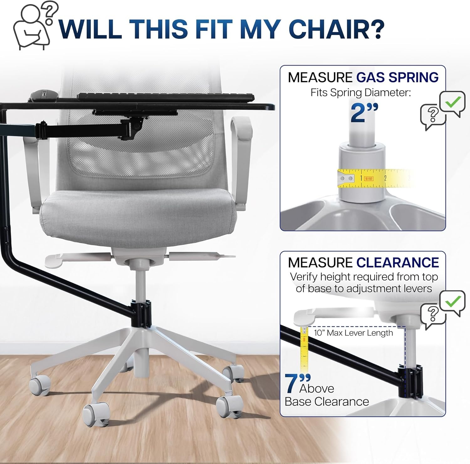 image:imageVIVO Office Chair Mounted 26 x 12 Inch Keyboard and Mouse Tray Ergonomic Tilt Full Motion 360 Degree Rotation Black MOUNTKB08C