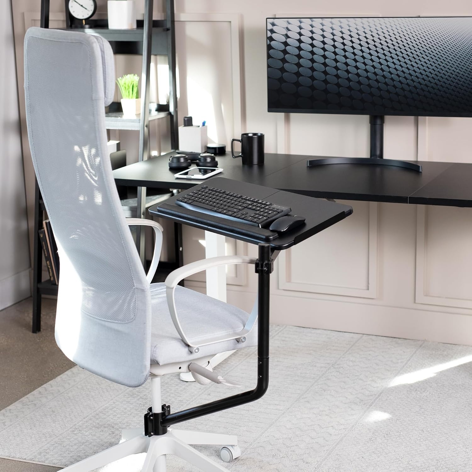 image:imageVIVO Office Chair Mounted 26 x 12 Inch Keyboard and Mouse Tray Ergonomic Tilt Full Motion 360 Degree Rotation Black MOUNTKB08C