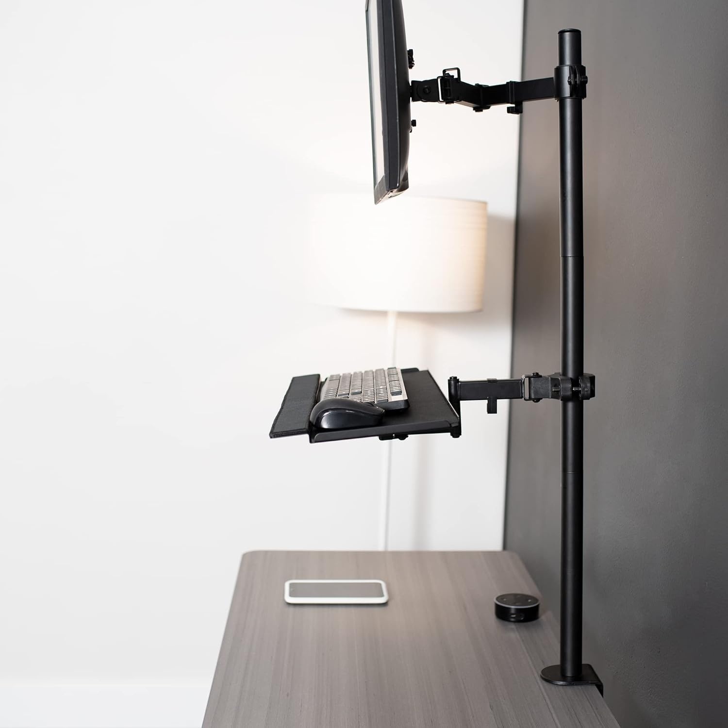 image:imageVIVO Universal 26 Inch Keyboard and Mouse Tray Pole Mount 360 Degree Rotation Neutral Writing Position Black MountPOLEKB