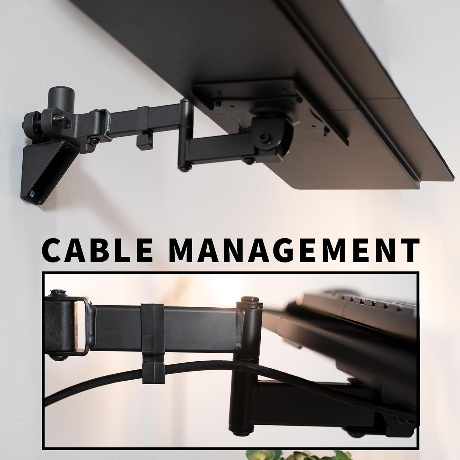 image:imageVIVO Universal 26 Inch Keyboard and Mouse Tray Pole Mount 360 Degree Rotation Neutral Writing Position Black MountPOLEKB