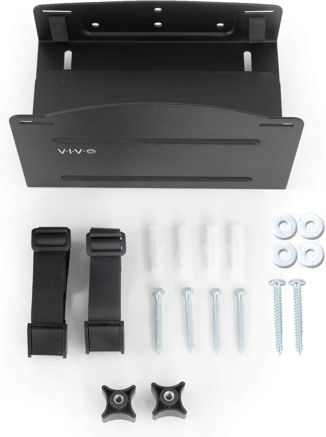 image:imageVIVO Universal PC Wall Mount Adjustable Steel Bracket Computer Case Open Frame CPU Strap Holder Black MOUNTPC03Vwall mount