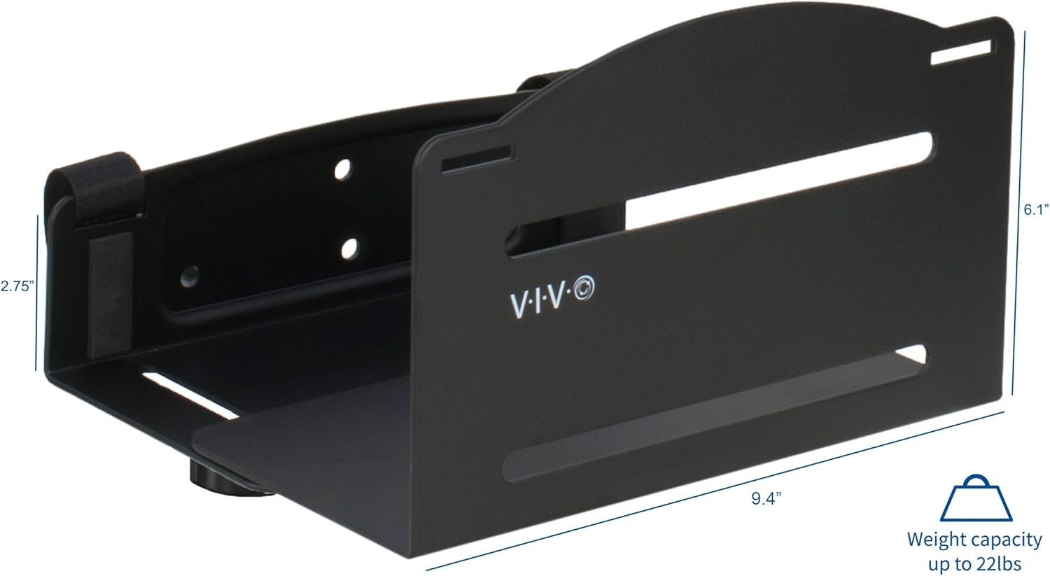 image:imageVIVO Universal PC Wall Mount Adjustable Steel Bracket Computer Case Open Frame CPU Strap Holder Black MOUNTPC03Vwall mount Pack of 3