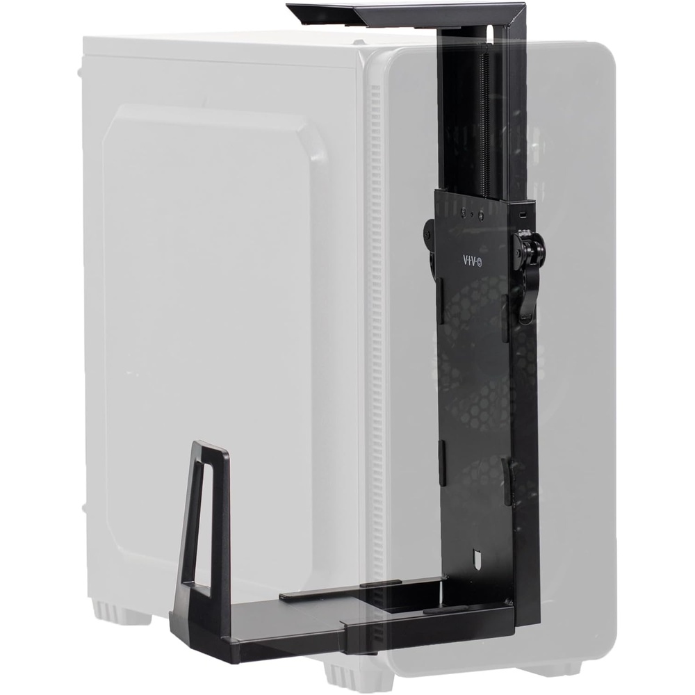 image:imageVIVO Adjustable Under Desk Gaming PC Mount MediumLarge Computer Case CPU Tower Holder with Secure Locking Holds up to 33 lbs Black MOUNTPC06E