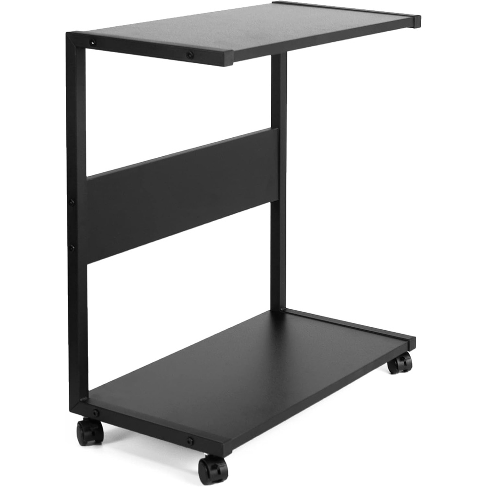 image:imageVIVO Mobile PC Cart with Storage 2Tier Shelf CPU Holder Fits Oversized Gaming PCs Printers Gaming Systems and More Computer Tower Floor Stand with Wheels Black CARTPC03