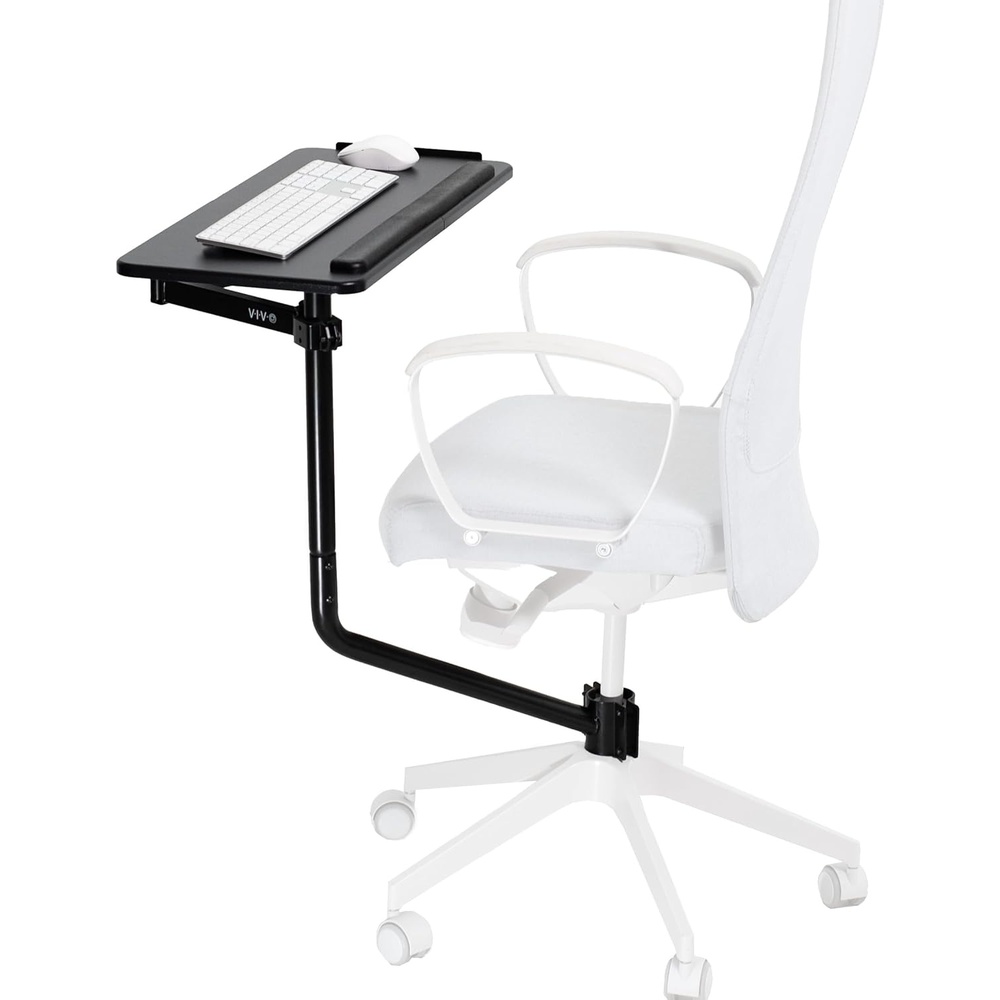 image:imageVIVO Office Chair Mounted 26 x 12 Inch Keyboard and Mouse Tray Ergonomic Tilt Full Motion 360 Degree Rotation Black MOUNTKB08C