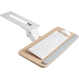 image:imageVIVO Adjustable Computer Keyboard amp Mouse Platform Tray Ergonomic Under Table Desk Mount Drawer Underdesk Shelf MOUNTKB03BLight Wood