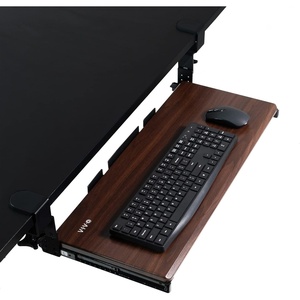 image:imageVIVO Large Height Adjustable Under Desk Keyboard Tray Cclamp Mount System 2733 Including Clamps x 11 inch SlideOut Platform for Typing Black MOUNTKB05HBDark Walnut