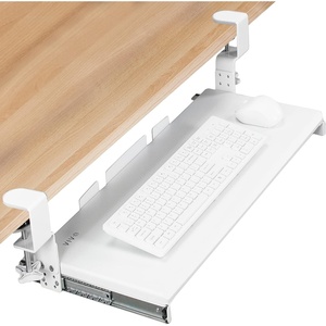 image:imageVIVO Large Height Adjustable Under Desk Keyboard Tray Cclamp Mount System 2733 Including Clamps x 11 inch SlideOut Platform for Typing Black MOUNTKB05HBWhite