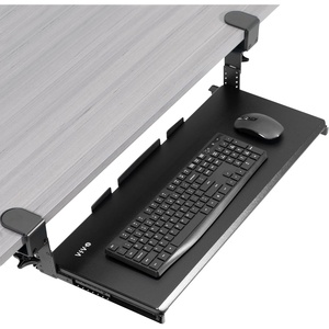 image:imageVIVO Large Height Adjustable Under Desk Keyboard Tray Cclamp Mount System 2733 Including Clamps x 11 inch SlideOut Platform for Typing Black MOUNTKB05HBBlack