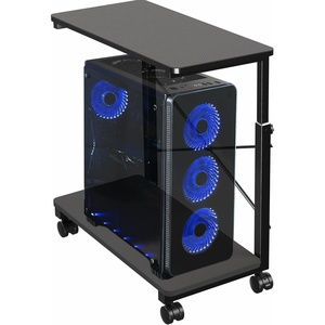 image:imageVIVO Large Mobile Adjustable 2Tier PC Stand Premium Gaming CPU Computer Tower and Mouse Storage Rolling Floor Cart Locking Caster Wheels Black CARTPC03PFull Tower Premium Cart