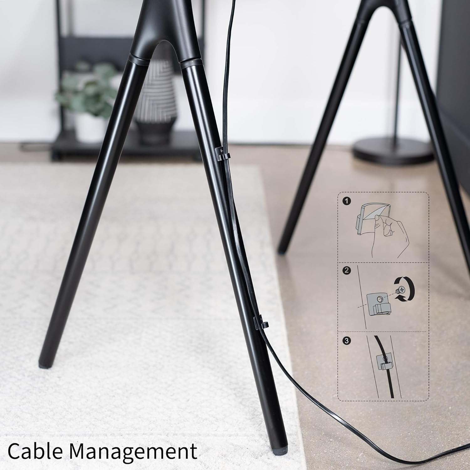 image:imageVIVO Artistic Easel 45 to 65 inch LED LCD Screen Studio TV Display Stand Adjustable TV Mount with Swivel and Tripod Base Black Bracket Dark Walnut Legs STANDTV65ABlack Black