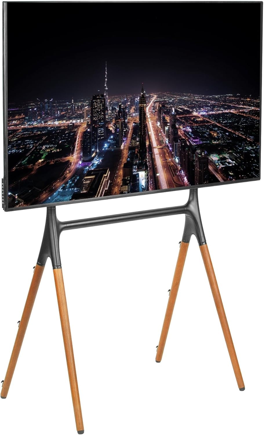 image:imageVIVO Artistic Easel 45 to 65 inch LED LCD Screen Studio TV Display Stand Adjustable TV Mount with Swivel and Tripod Base Black Bracket Dark Walnut Legs STANDTV65ABlack Treated Wood