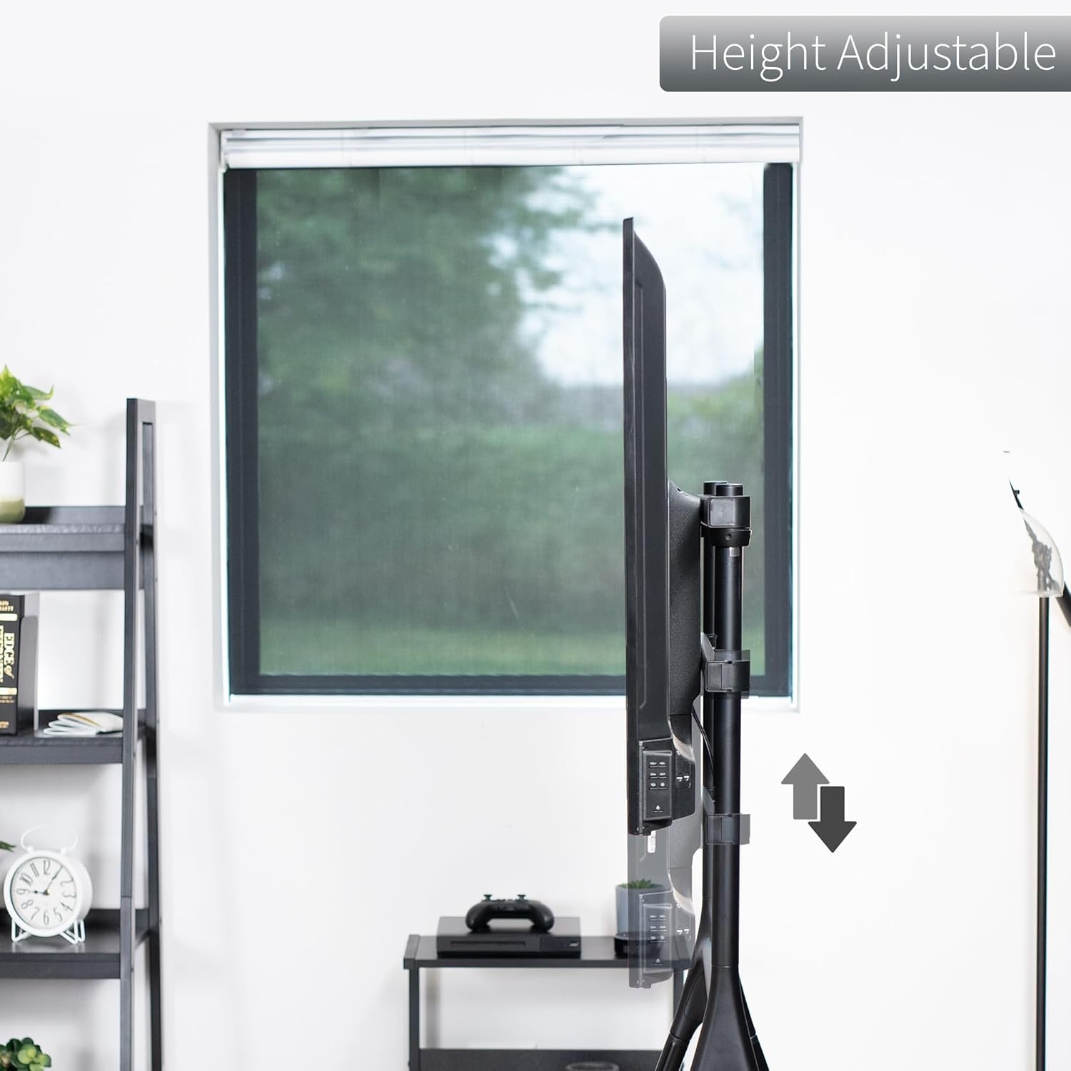 image:imageVIVO Artistic Easel 45 to 65 inch LED LCD Screen Studio TV Display Stand Adjustable TV Mount with Swivel and Tripod Base Black Bracket Dark Walnut Legs STANDTV65ABlack Black