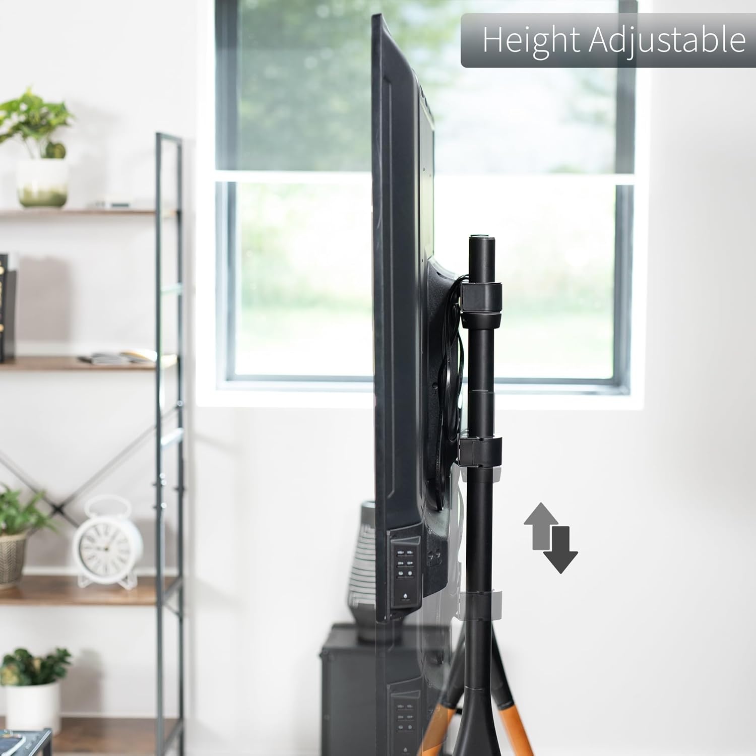 image:imageVIVO Artistic Easel 45 to 65 inch LED LCD Screen Studio TV Display Stand Adjustable TV Mount with Swivel and Tripod Base Black Bracket Dark Walnut Legs STANDTV65ABlack Treated Wood