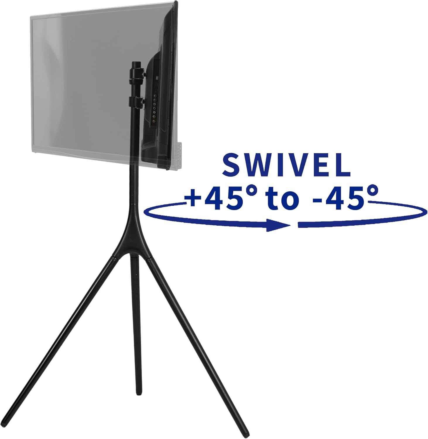image:imageVIVO Artistic Easel 45 to 65 inch LED LCD Screen Studio TV Display Stand Adjustable TV Mount with Swivel and Tripod Base Black Bracket Dark Walnut Legs STANDTV65ABlack Black