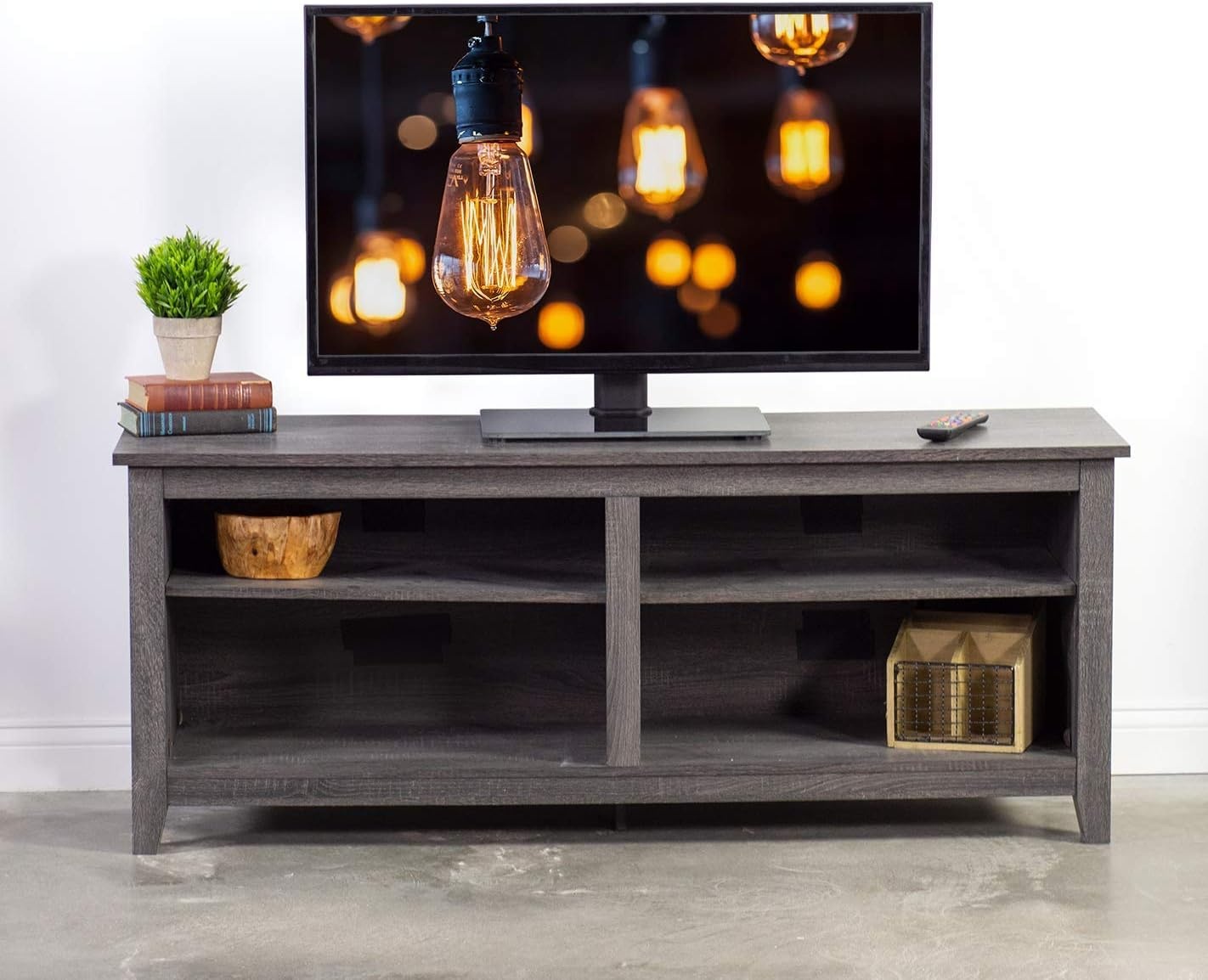 image:imageVIVO Black Universal TV Stand for 32 to 50 inch LCD LED Flat Screens Tabletop VESA Mount with Tempered Glass Base and Cable Management STANDTV00J