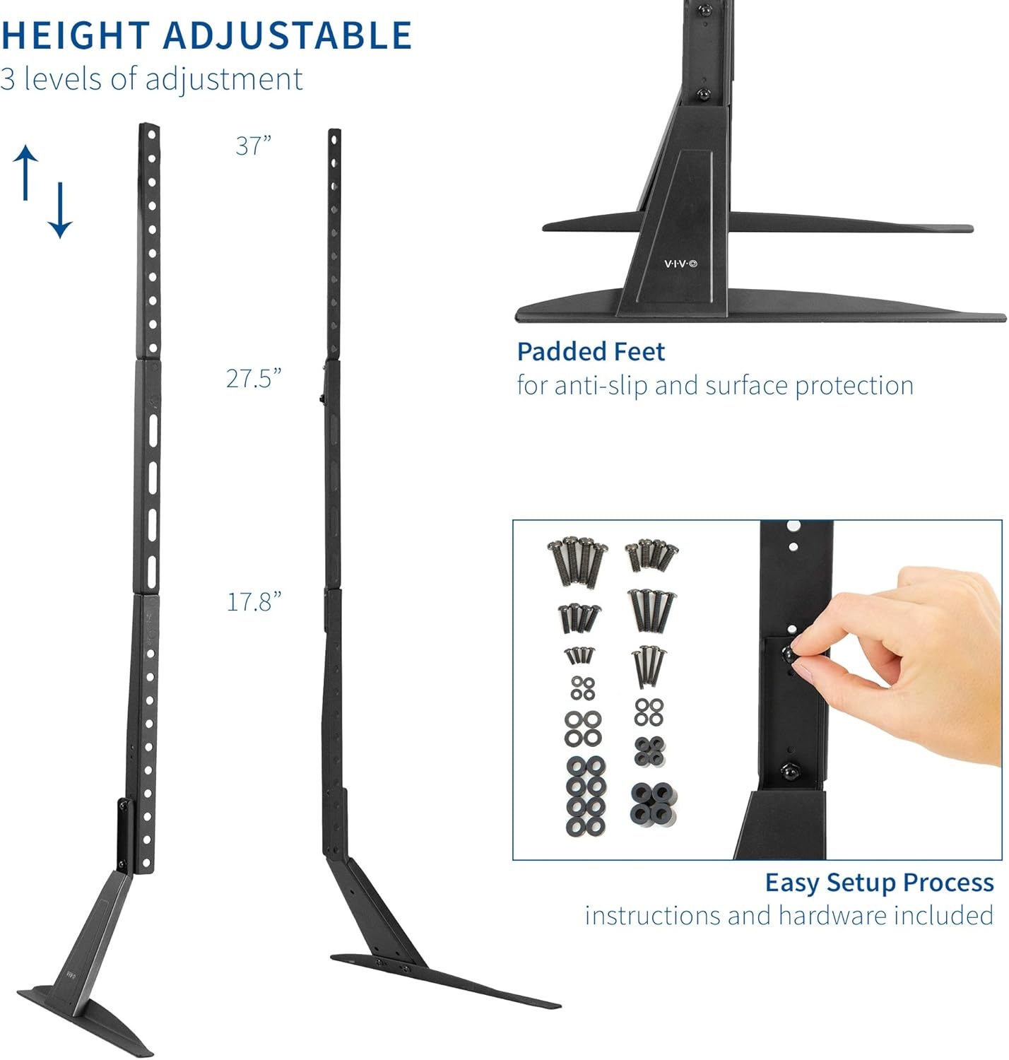 image:imageVIVO Extra Large TV Tabletop Stand for 27 to 85 inch LCD Flat Screens Mount Base with VESA up to 1000x600mm STANDTV01T