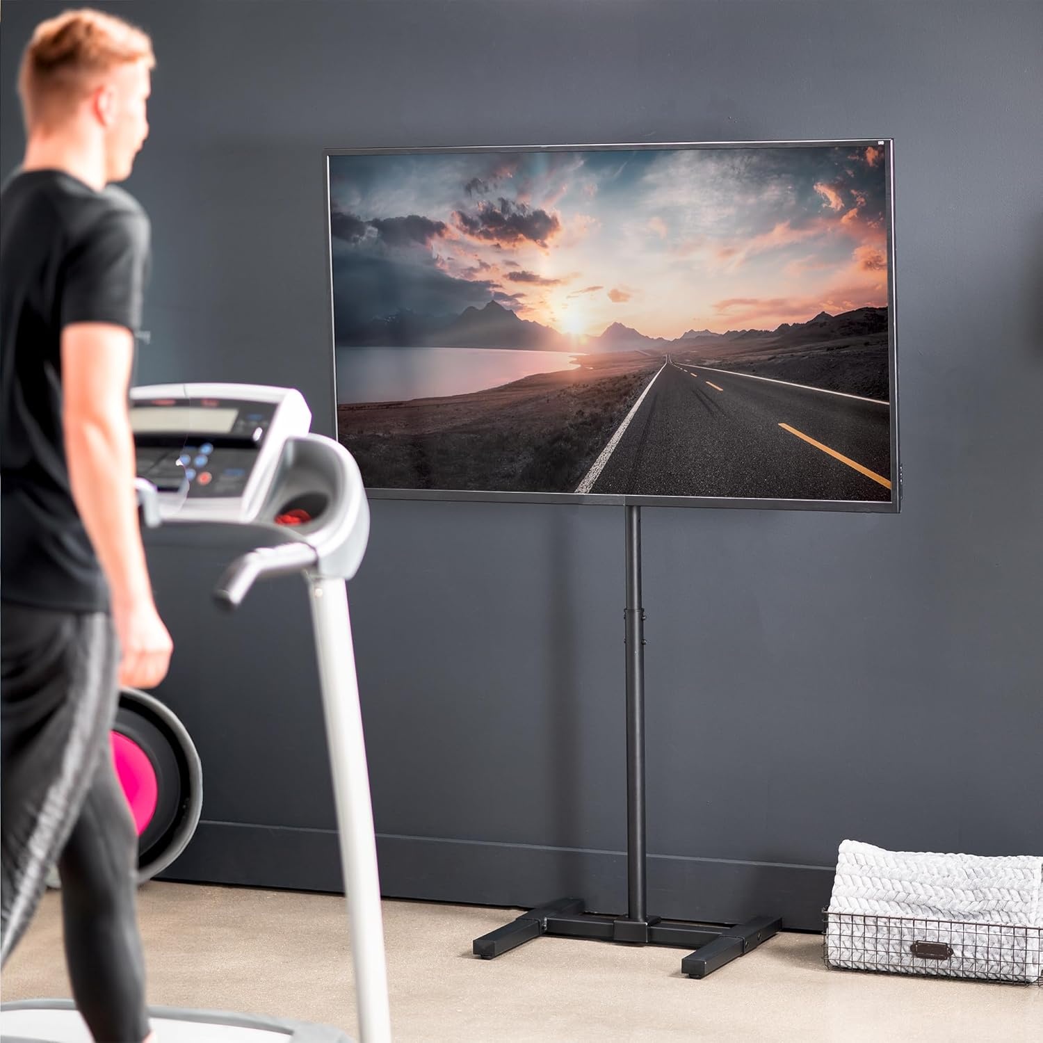 image:imageVIVO TV Floor Stand for 13 to 50 inch Screens up to 44 lbs LCD LED OLED 4K Smart Flat Curved Monitor Panels Max VESA 200x200 Extra Tall Pole for Treadmills and Ellipticals Black STANDTV1713 to 50 Screens