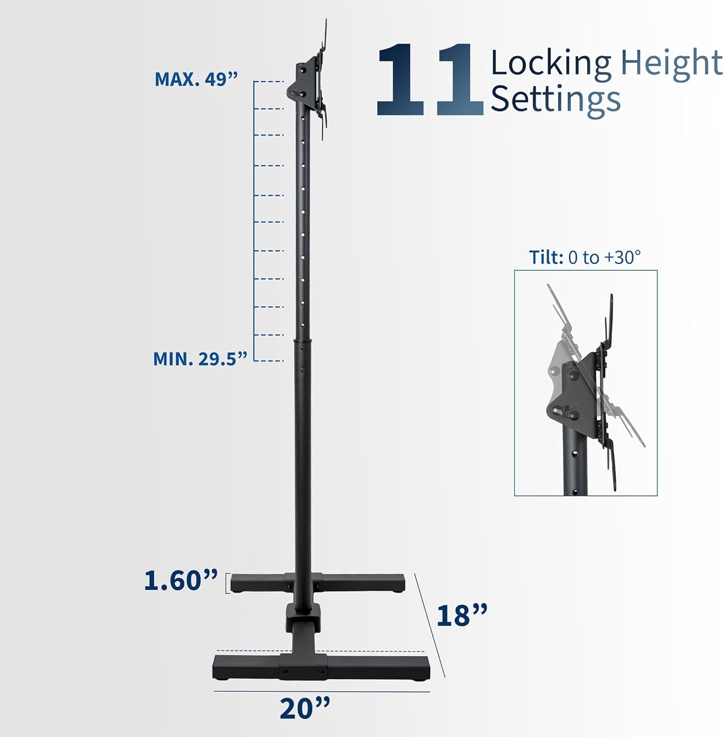 image:imageVIVO TV Floor Stand for 13 to 50 inch Screens up to 44 lbs LCD LED OLED 4K Smart Flat Curved Monitor Panels Max VESA 200x200 Extra Tall Pole for Treadmills and Ellipticals Black STANDTV1713 to 50 Screens