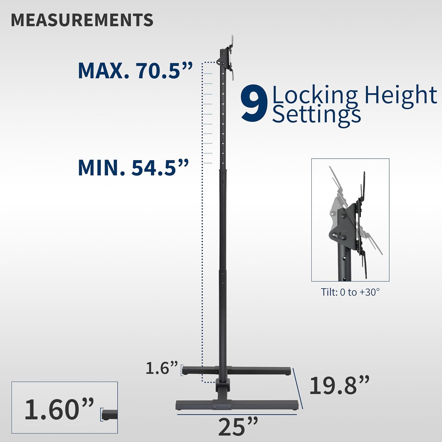 image:imageVIVO TV Floor Stand for 13 to 50 inch Screens up to 44 lbs LCD LED OLED 4K Smart Flat Curved Monitor Panels Max VESA 200x200 Extra Tall Pole for Treadmills and Ellipticals Black STANDTV1713 to 65 Screens