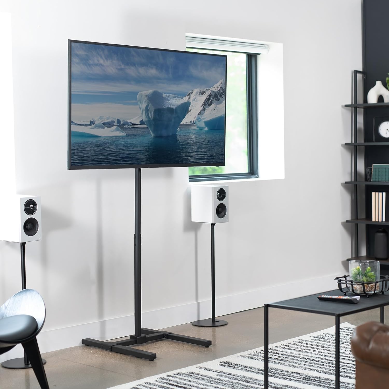 image:imageVIVO TV Floor Stand for 13 to 50 inch Screens up to 44 lbs LCD LED OLED 4K Smart Flat Curved Monitor Panels Max VESA 200x200 Extra Tall Pole for Treadmills and Ellipticals Black STANDTV1713 to 65 Screens