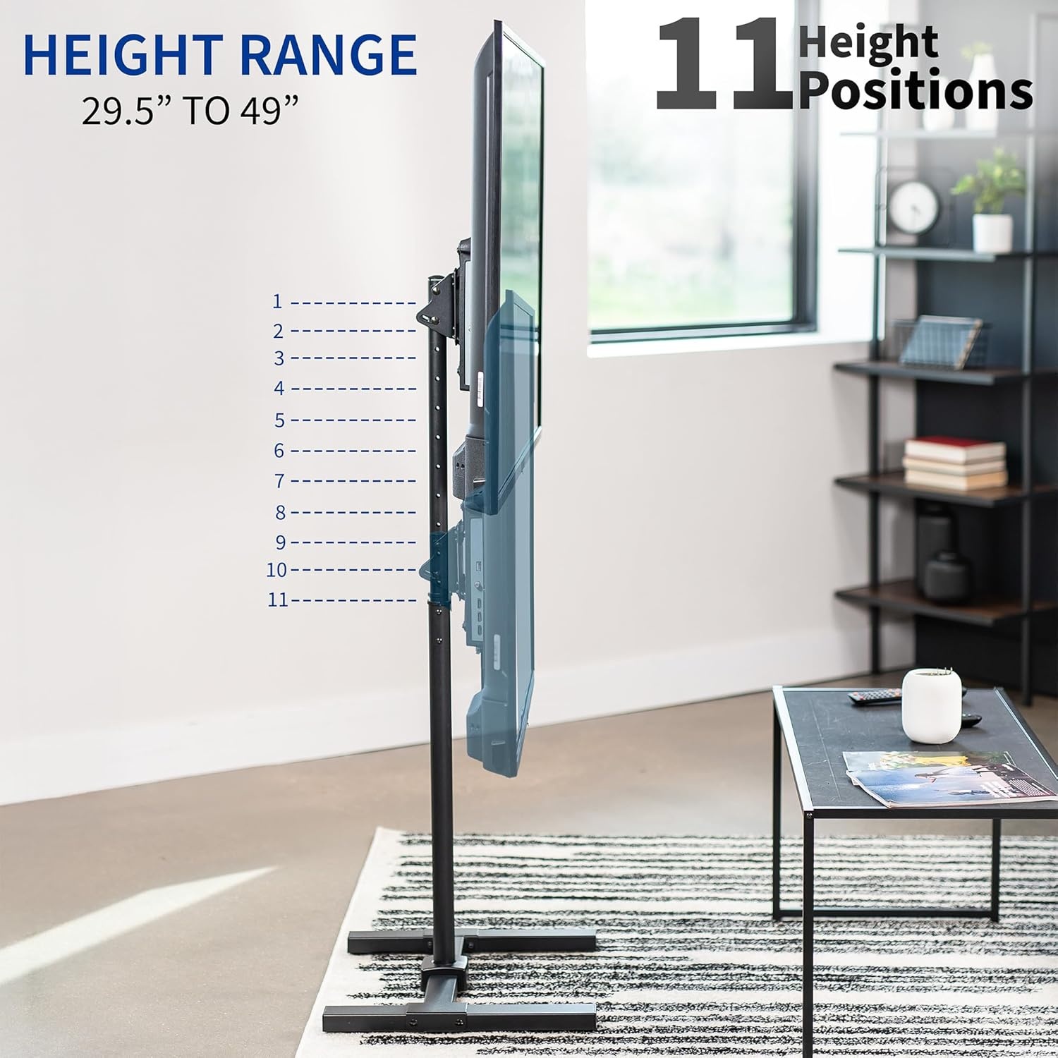 image:imageVIVO TV Floor Stand for 13 to 50 inch Screens up to 44 lbs LCD LED OLED 4K Smart Flat Curved Monitor Panels Max VESA 200x200 Extra Tall Pole for Treadmills and Ellipticals Black STANDTV1713 to 50 Screens