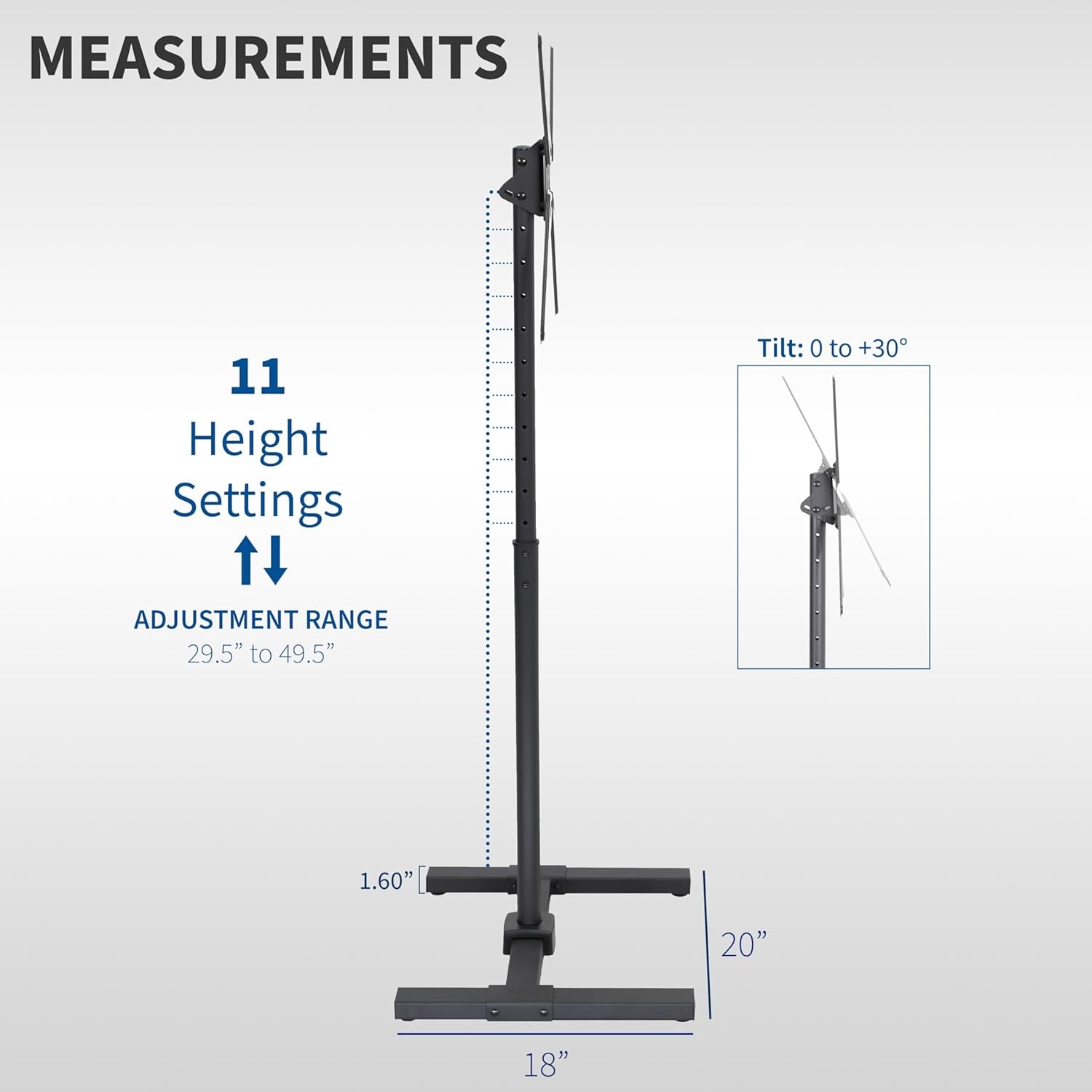 image:imageVIVO TV Floor Stand for 13 to 50 inch Screens up to 44 lbs LCD LED OLED 4K Smart Flat Curved Monitor Panels Max VESA 200x200 Extra Tall Pole for Treadmills and Ellipticals Black STANDTV1713 to 65 Screens