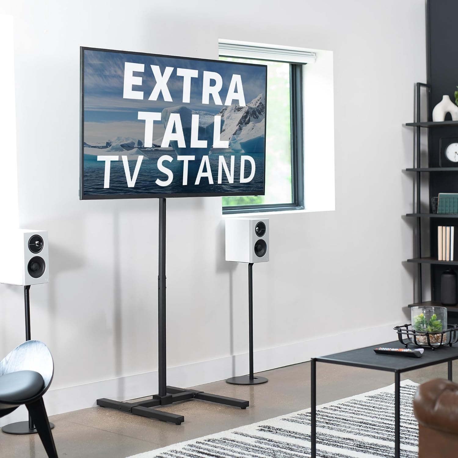 image:imageVIVO TV Floor Stand for 13 to 50 inch Screens up to 44 lbs LCD LED OLED 4K Smart Flat Curved Monitor Panels Max VESA 200x200 Extra Tall Pole for Treadmills and Ellipticals Black STANDTV1713 to 50 Screens