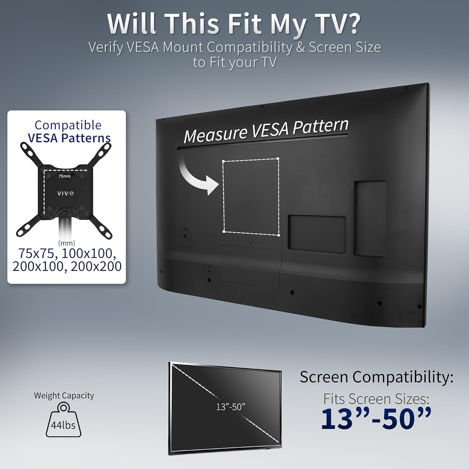 image:imageVIVO TV Floor Stand for 13 to 50 inch Screens up to 44 lbs LCD LED OLED 4K Smart Flat Curved Monitor Panels Max VESA 200x200 Extra Tall Pole for Treadmills and Ellipticals Black STANDTV1713 to 50 Screens