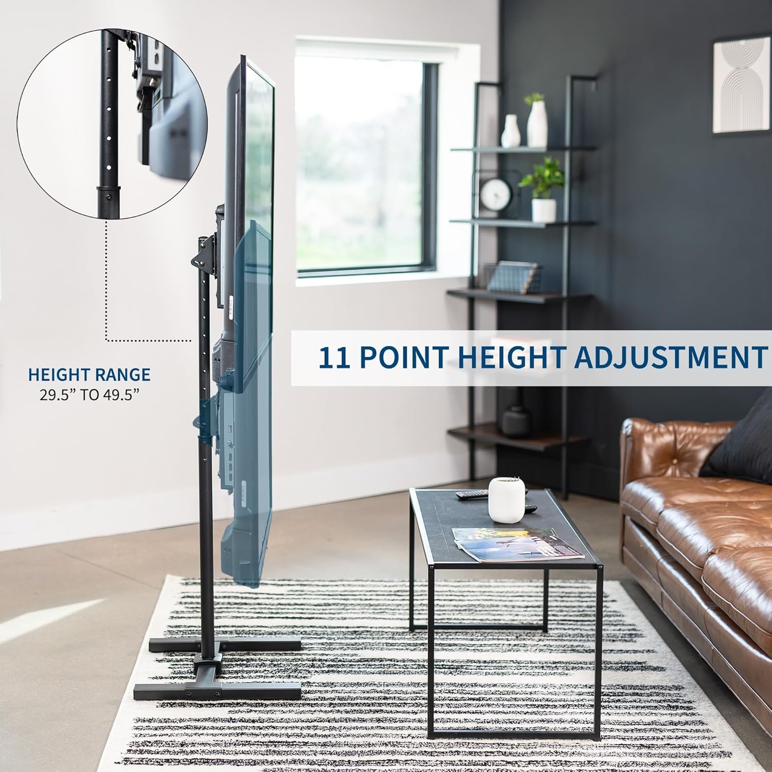 image:imageVIVO TV Floor Stand for 13 to 50 inch Screens up to 44 lbs LCD LED OLED 4K Smart Flat Curved Monitor Panels Max VESA 200x200 Extra Tall Pole for Treadmills and Ellipticals Black STANDTV1713 to 65 Screens
