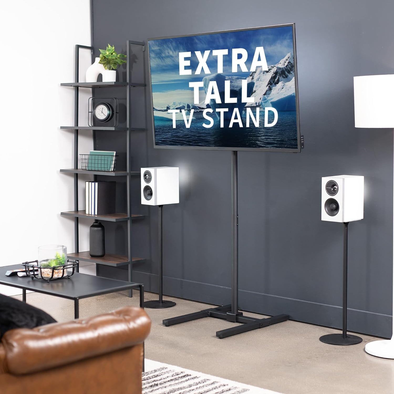 image:imageVIVO TV Floor Stand for 13 to 50 inch Screens up to 44 lbs LCD LED OLED 4K Smart Flat Curved Monitor Panels Max VESA 200x200 Extra Tall Pole for Treadmills and Ellipticals Black STANDTV1713 to 65 Screens