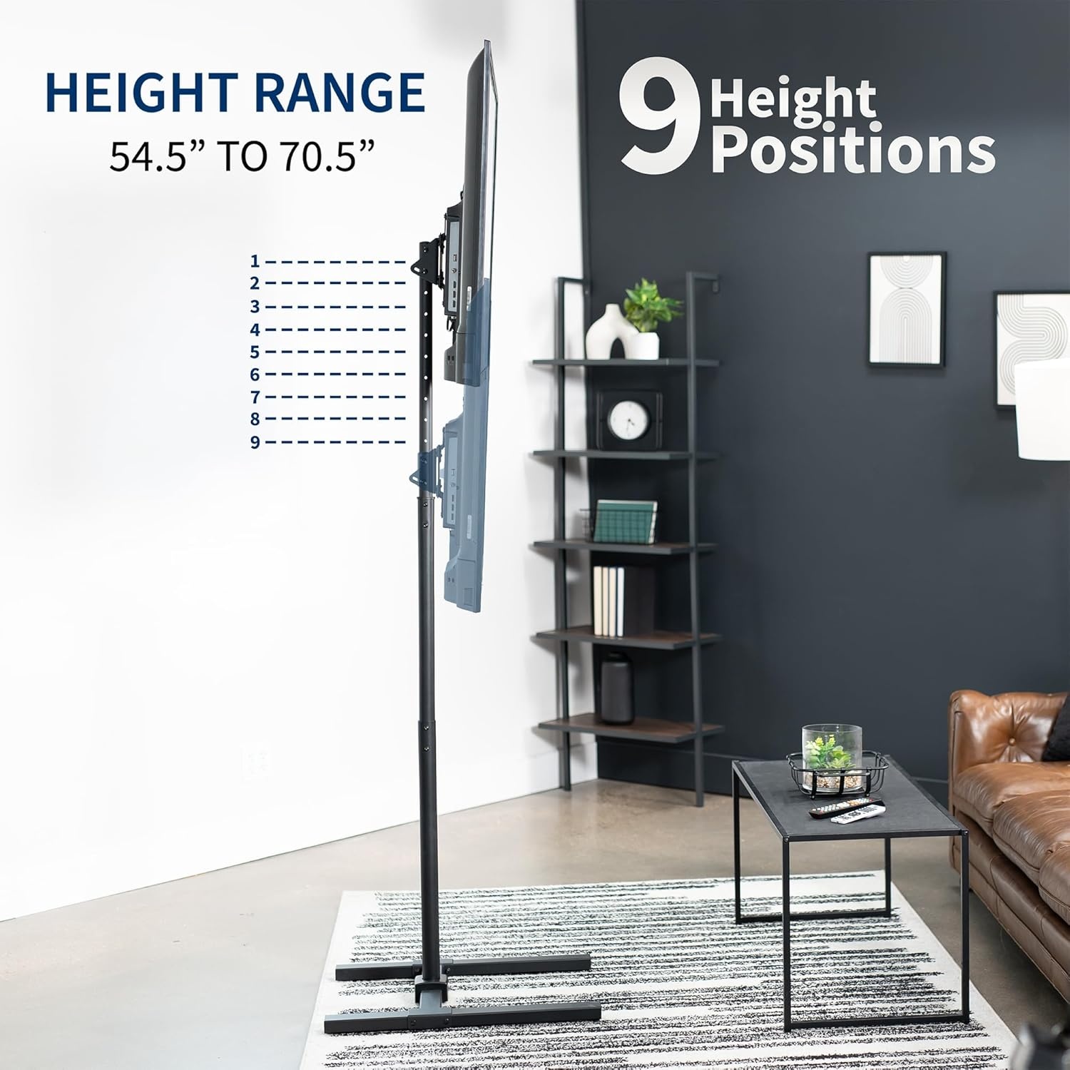 image:imageVIVO TV Floor Stand for 13 to 50 inch Screens up to 44 lbs LCD LED OLED 4K Smart Flat Curved Monitor Panels Max VESA 200x200 Extra Tall Pole for Treadmills and Ellipticals Black STANDTV1713 to 50 Screens