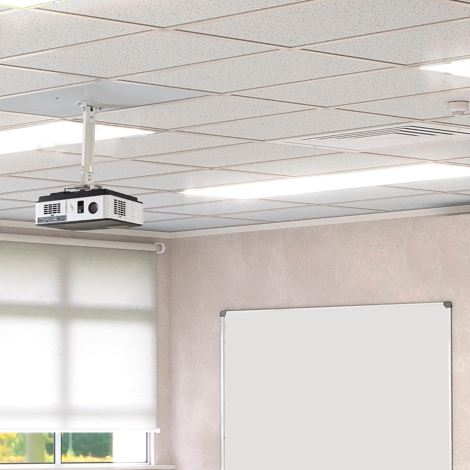 image:imageVIVO Universal Adjustable 2 x 2 feet Drop Ceiling Extending Projector Mount Suspended Dropin Ceiling Tile Projection Mounting Kit for Office Home or School White MOUNTVP08DP23 Drop