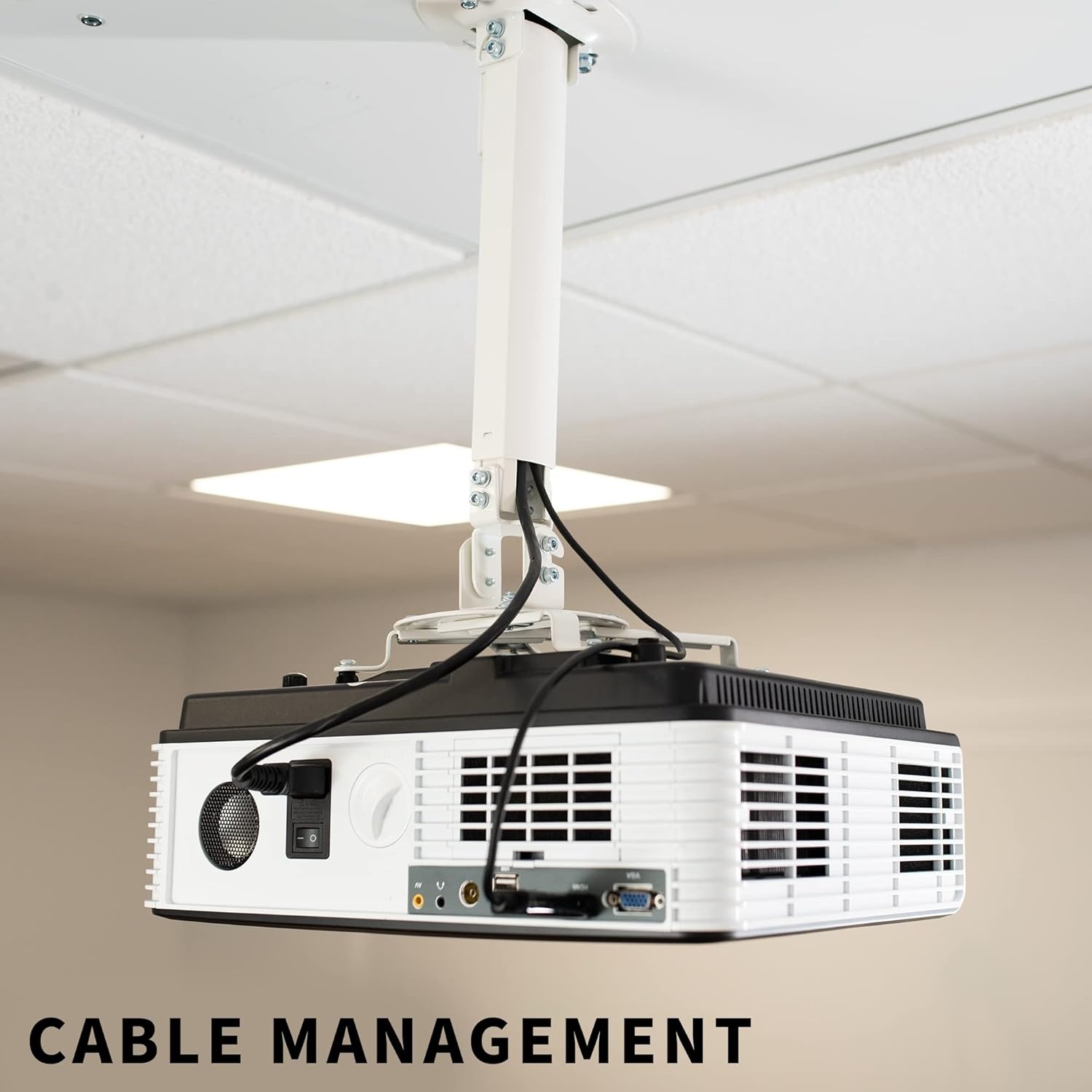 image:imageVIVO Universal Adjustable 2 x 2 feet Drop Ceiling Extending Projector Mount Suspended Dropin Ceiling Tile Projection Mounting Kit for Office Home or School White MOUNTVP08DP23 Drop