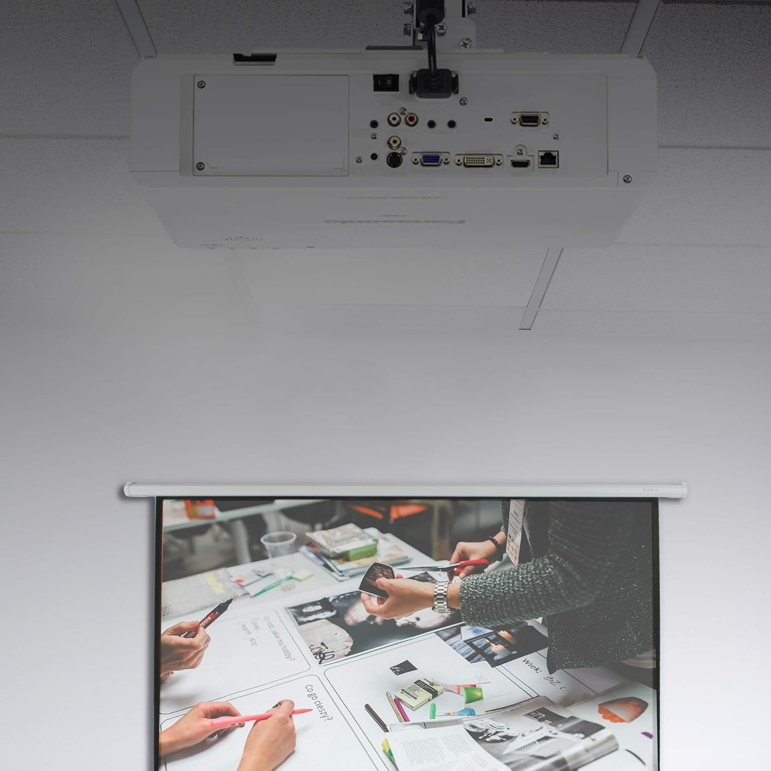 image:imageVIVO Universal Adjustable 2 x 2 feet Drop Ceiling Extending Projector Mount Suspended Dropin Ceiling Tile Projection Mounting Kit for Office Home or School White MOUNTVP08DP6 Drop
