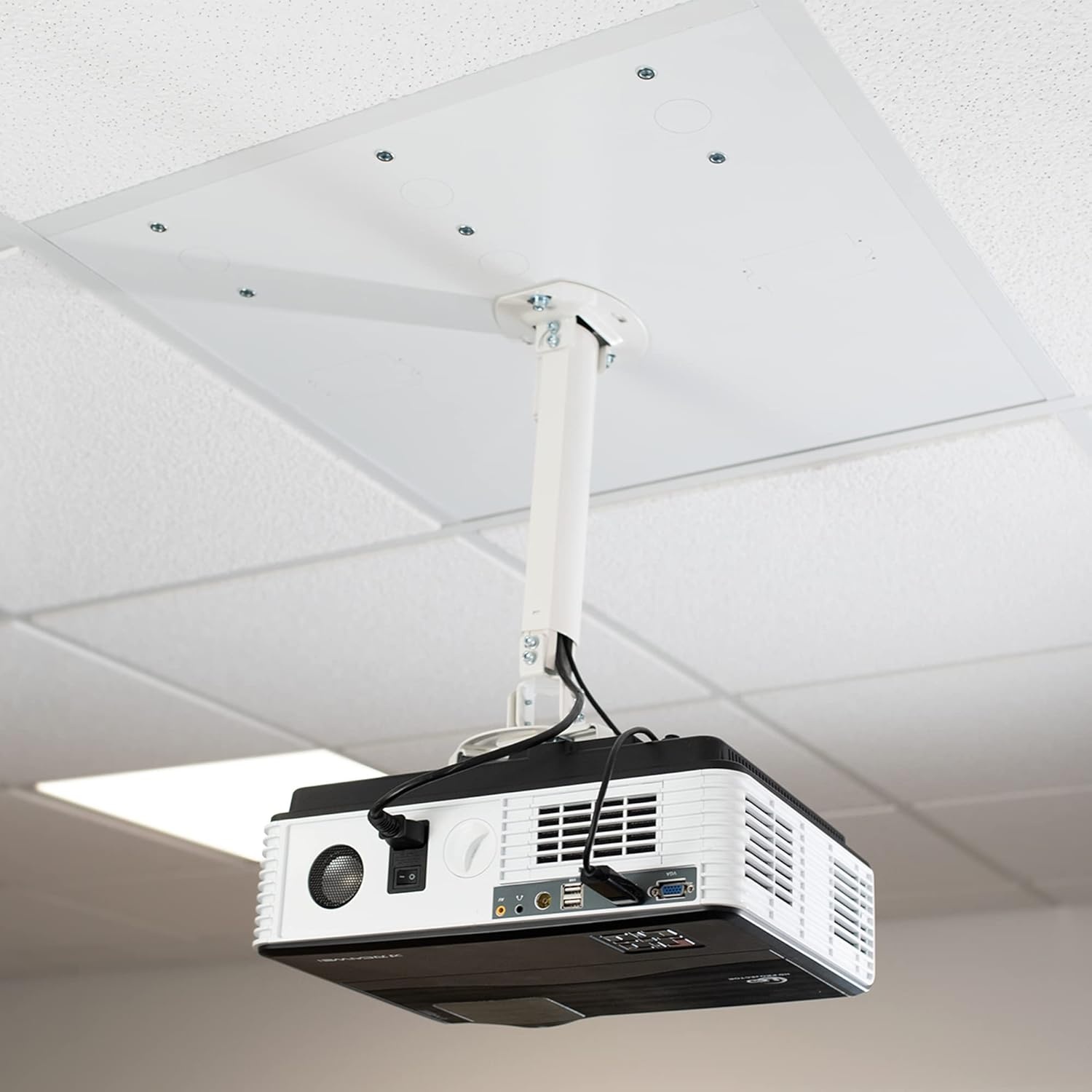 image:imageVIVO Universal Adjustable 2 x 2 feet Drop Ceiling Extending Projector Mount Suspended Dropin Ceiling Tile Projection Mounting Kit for Office Home or School White MOUNTVP08DP23 Drop