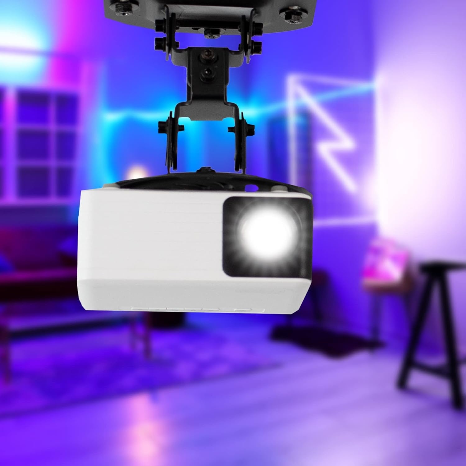 image:imageVIVO Universal Adjustable Ceiling Projector Projection Mount Extending Arms Mounting Bracket White MOUNTVP01WBlack