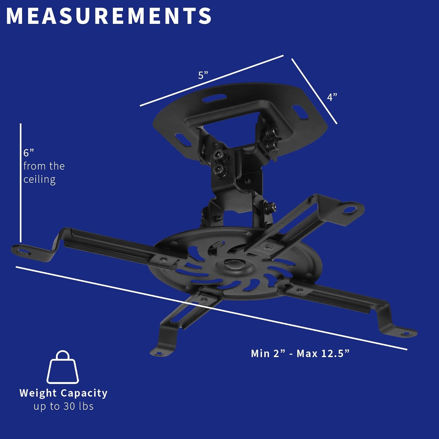 image:imageVIVO Universal Adjustable Ceiling Projector Projection Mount Extending Arms Mounting Bracket White MOUNTVP01WBlack